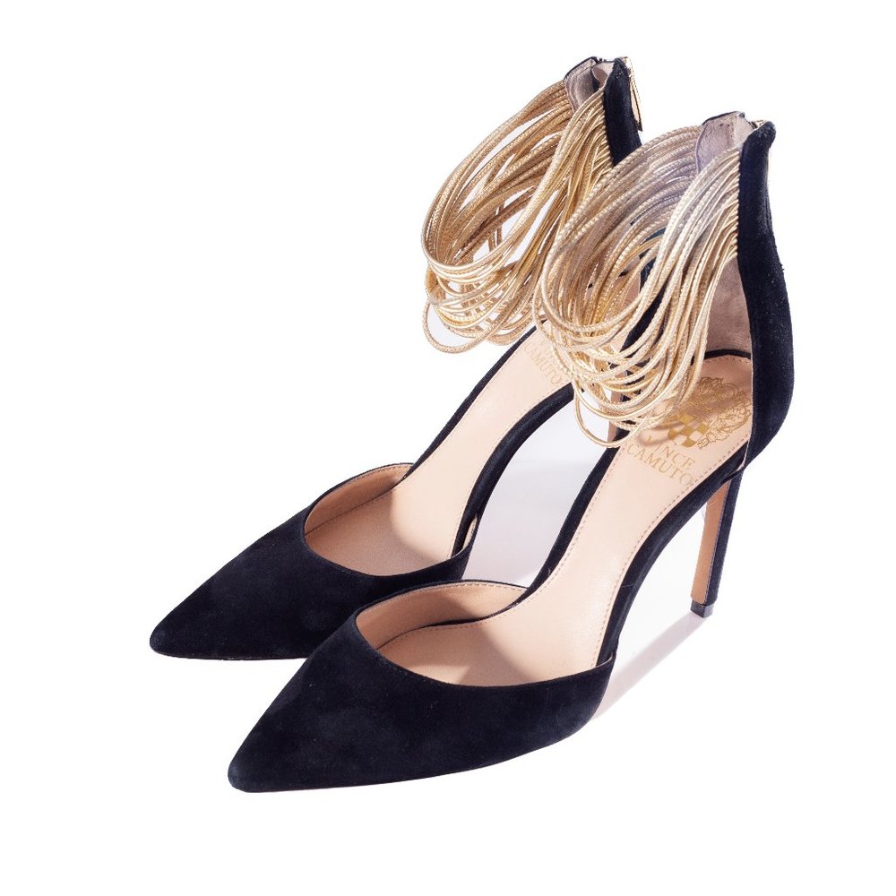 Vince Camuto Black Suede Strappy Heels